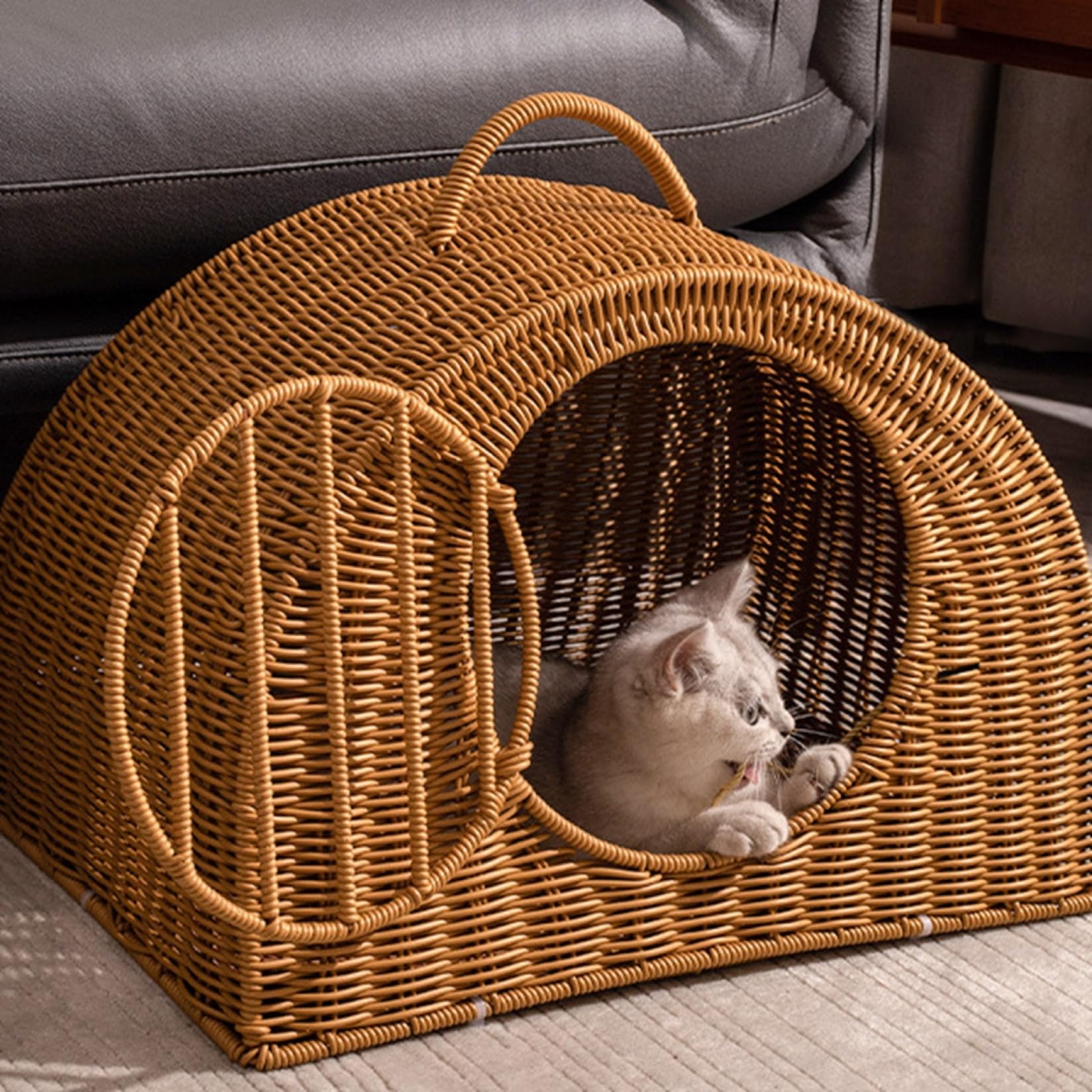 猫 ハウス キャットハウス 藤編み 通気性 耐久性 洗える おしゃれ 四季通用 楽天市場】【20%OFFクーポン〜】猫 ハウス キャットハウス 通気